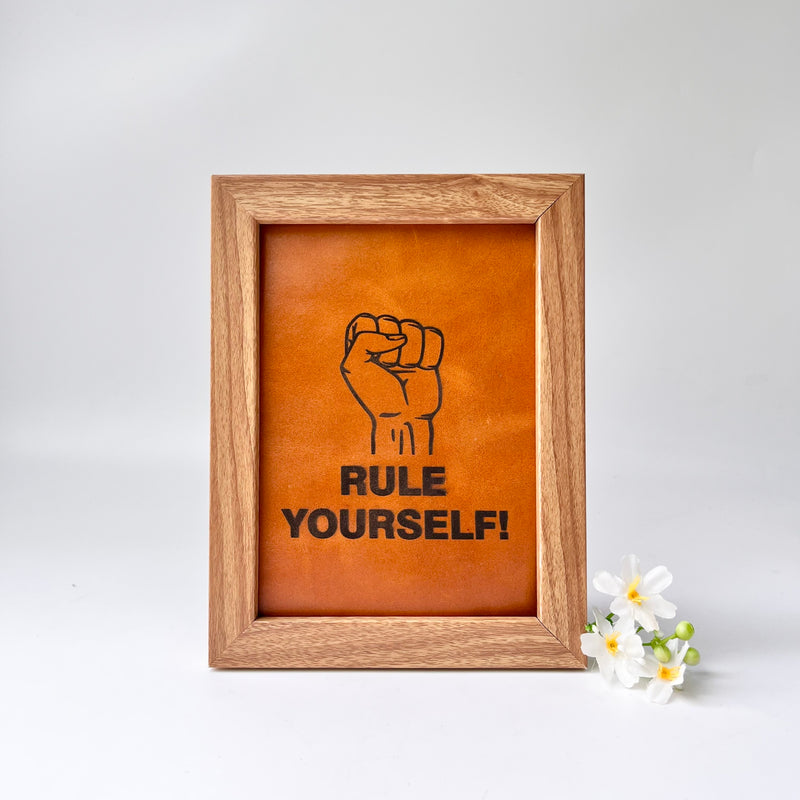 "RULE YOURSELF" Leather Painting, Framed Leather Engraving Gift