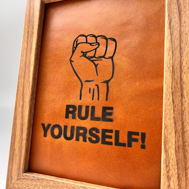 "RULE YOURSELF" Leather Painting, Framed Leather Engraving Gift