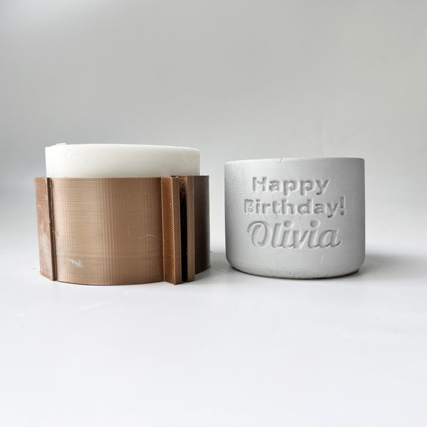 “Happy Birthday” Custom Text Round Planter Silicone Mold