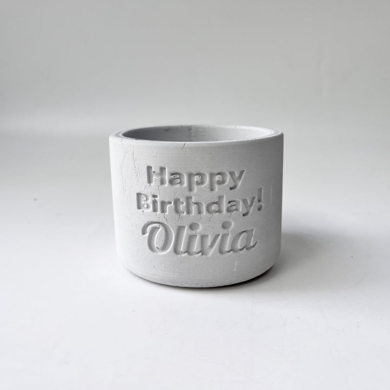 “Happy Birthday” Custom Text Round Planter Silicone Mold