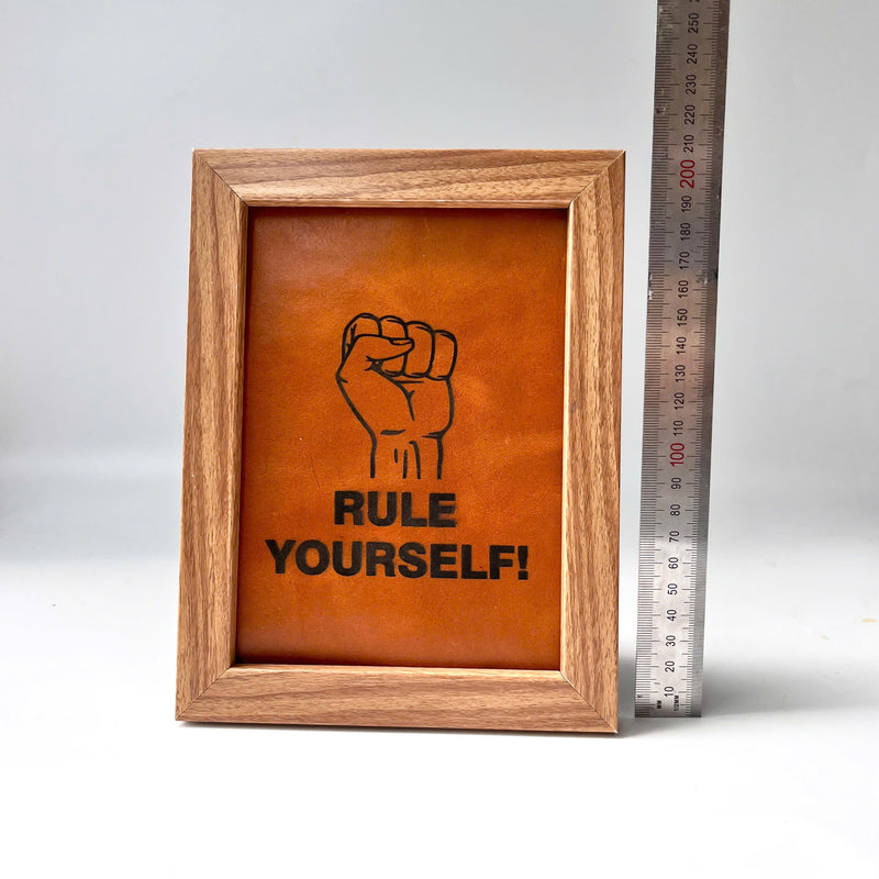 "RULE YOURSELF" Leather Painting, Framed Leather Engraving Gift