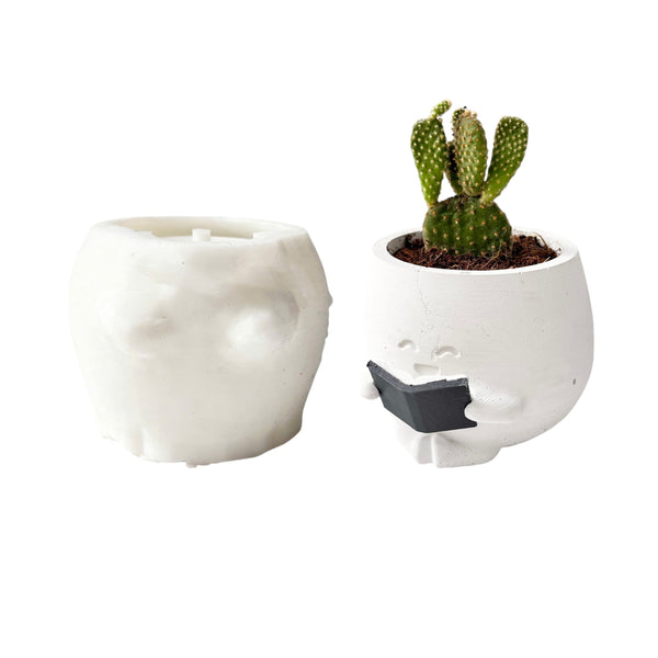 Smiling Reading Plant Pot Silicone Molds