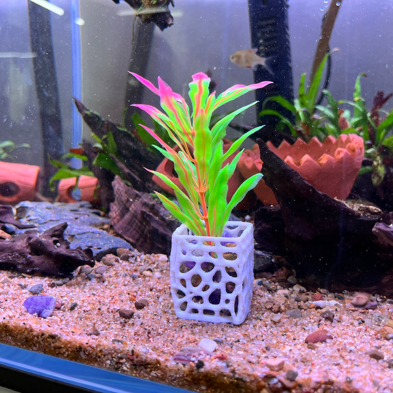 Plant Holder For Aquatic Plants, Aquarium Plant Pot For Fish Tank Decor, Safe Plastic for Aquariums