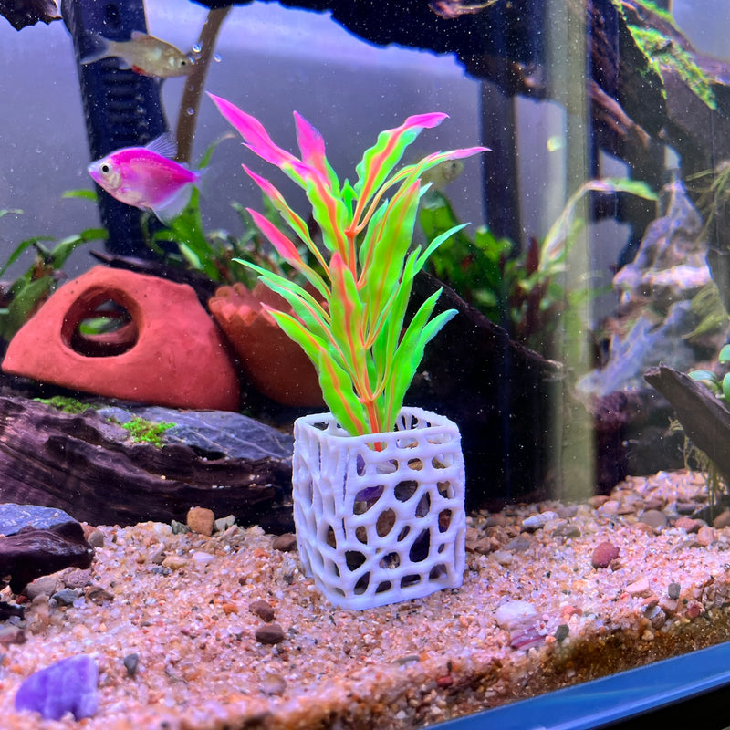 Plant Holder For Aquatic Plants, Aquarium Plant Pot For Fish Tank Decor, Safe Plastic for Aquariums