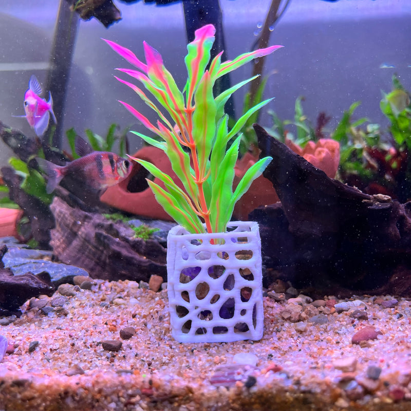 Plant Holder For Aquatic Plants, Aquarium Plant Pot For Fish Tank Decor, Safe Plastic for Aquariums