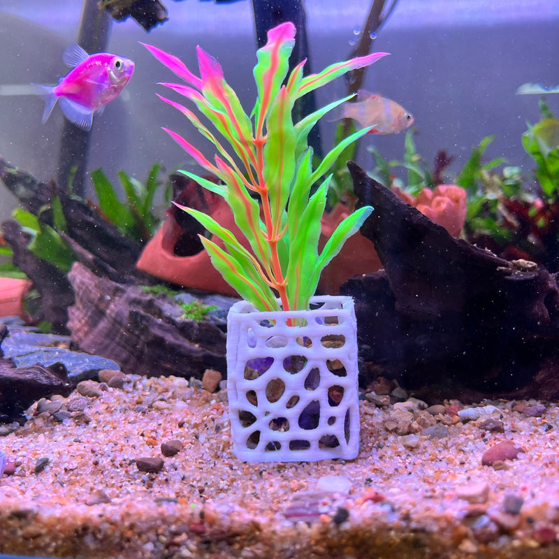 Plant Holder For Aquatic Plants, Aquarium Plant Pot For Fish Tank Decor, Safe Plastic for Aquariums