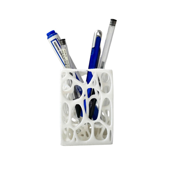Voronoi Pencil Holder 3D Printed, Geometric Desk Organizer, Modern Minimalist Decor