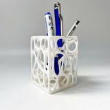 Voronoi Pencil Holder 3D Printed, Geometric Desk Organizer, Modern Minimalist Decor