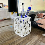 Voronoi Pencil Holder 3D Printed, Geometric Desk Organizer, Modern Minimalist Decor