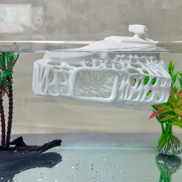 Floating Tunnel Hide for Fish, Safe Plastic For Aquariums (Spaceship)