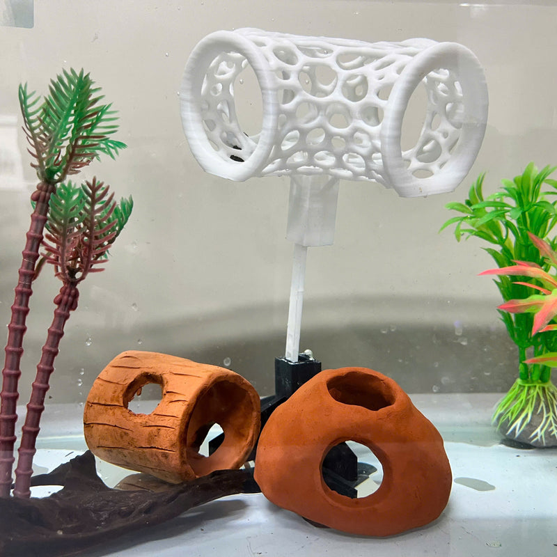 Aquarium Floating Tunnel. Floating Hide For Fish, Safe Plastic For Aquariums (Includes Stand)