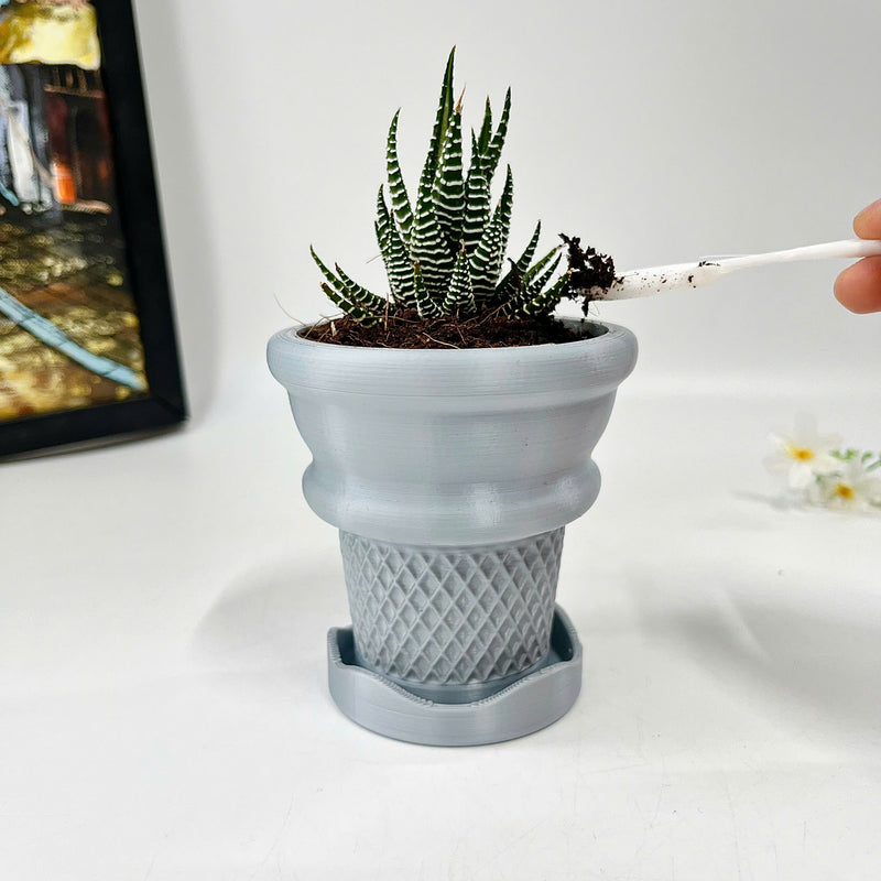 Ice Cream Cone Planter, Tabletop Ice Cream Plant Pot, Summer Patio Art
