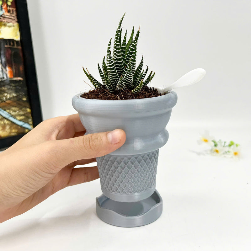 Ice Cream Cone Planter, Tabletop Ice Cream Plant Pot, Summer Patio Art