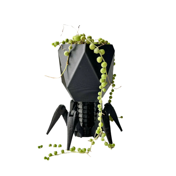 Virus Planter, Pencil Holder Gift, Bacteriophage 3D print Minimalist (Black)