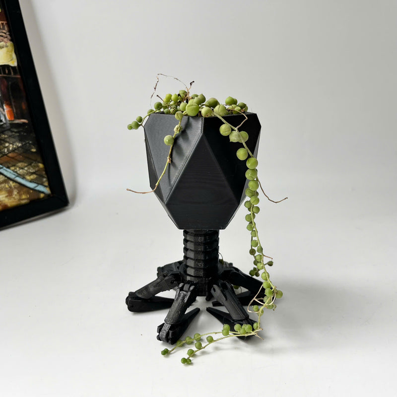 Virus Planter, Pencil Holder Gift, Bacteriophage 3D print Minimalist (Black)