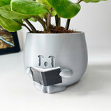 3D - Printed Crying Plant Pot in Gray Plastic