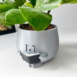 3D - Printed Crying Plant Pot in Gray Plastic
