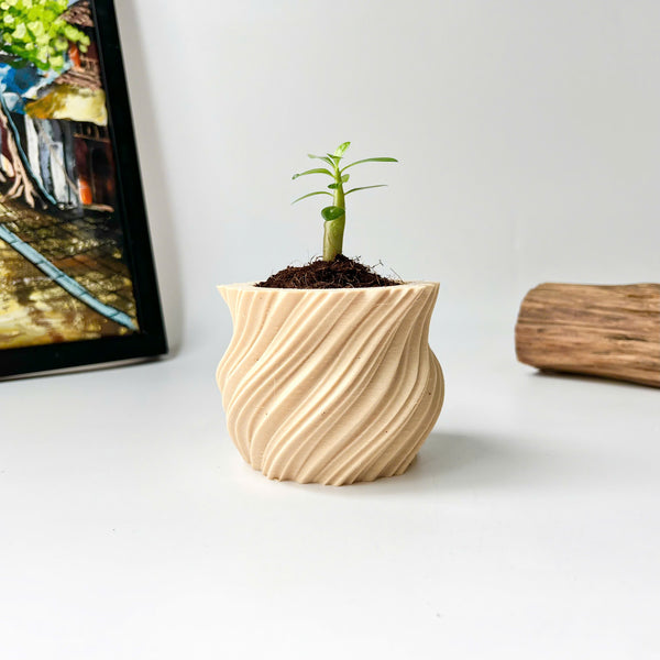 Mini Twisted 3D-Printed Plant Pot – Home Decoration – Safe Plastic