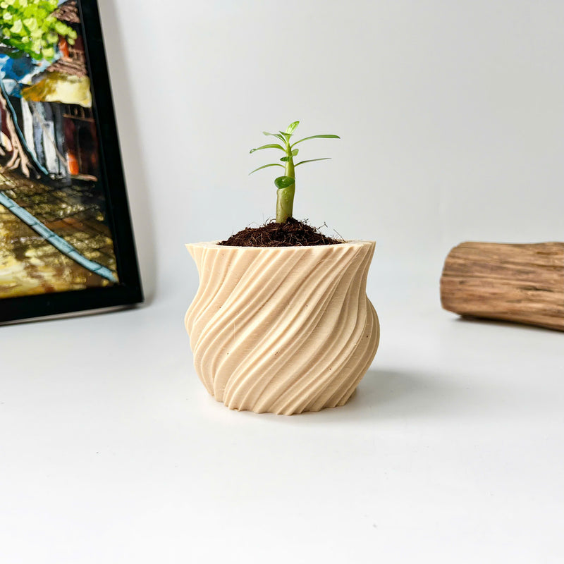 Mini Twisted 3D-Printed Plant Pot – Home Decoration – Safe Plastic