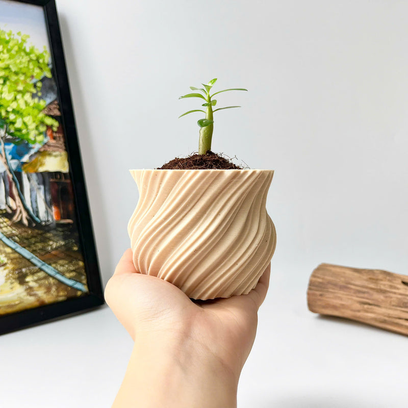 Mini Twisted 3D-Printed Plant Pot – Home Decoration – Safe Plastic