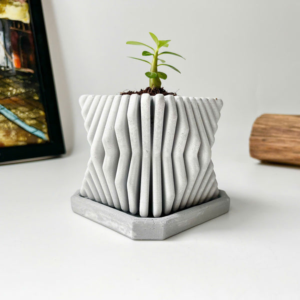 Square-Twisted Plant Pot – Indoor/Outdoor Decor – Durable Material