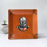 Engraved Leather Tray – Snap Corners – Compact & Unique (Mandalorian)