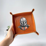 Engraved Leather Tray – Snap Corners – Compact & Unique (Mandalorian)
