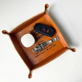 Engraved Leather Tray – Snap Corners – Compact & Unique (3 Year Anniversary)