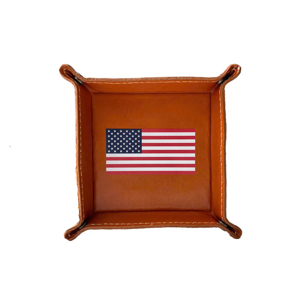 Engraved Leather Tray – Snap Corners – Compact & Unique (American)
