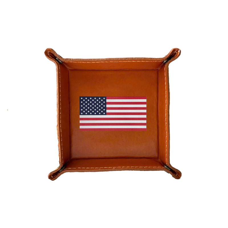 Engraved Leather Tray – Snap Corners – Compact & Unique (American)