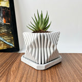 Square-Twisted Plant Pot – Indoor/Outdoor Decor – Durable Material