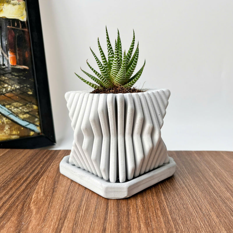 Square-Twisted Plant Pot – Indoor/Outdoor Decor – Durable Material