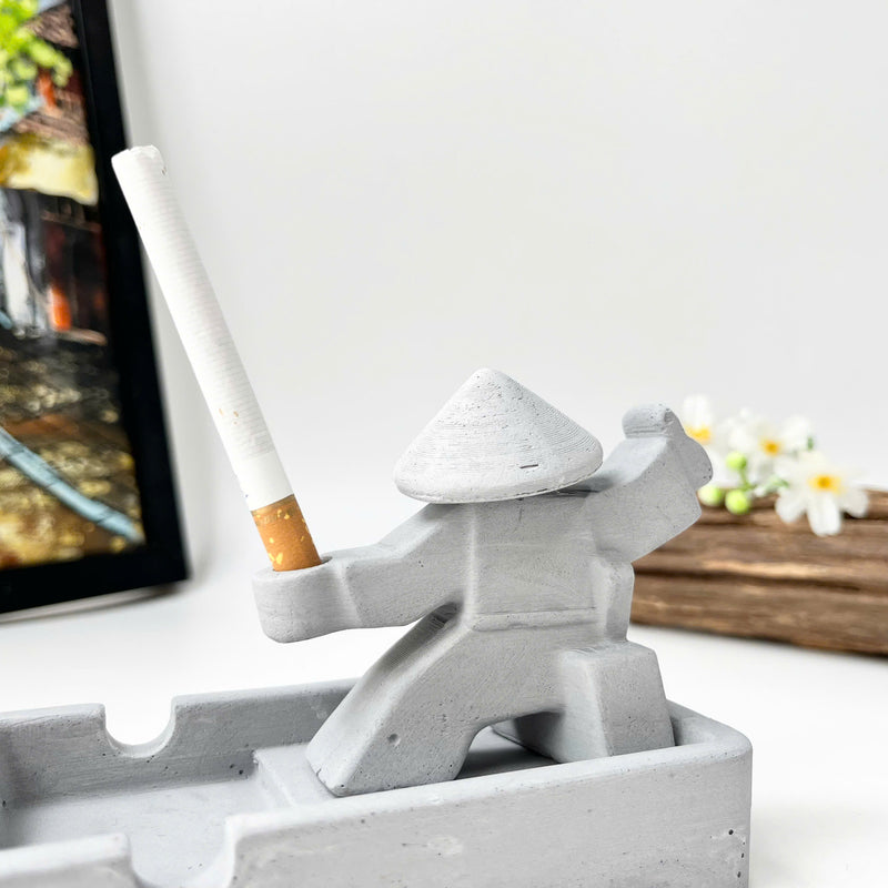 Warrior-Shaped Ashtray with Handle