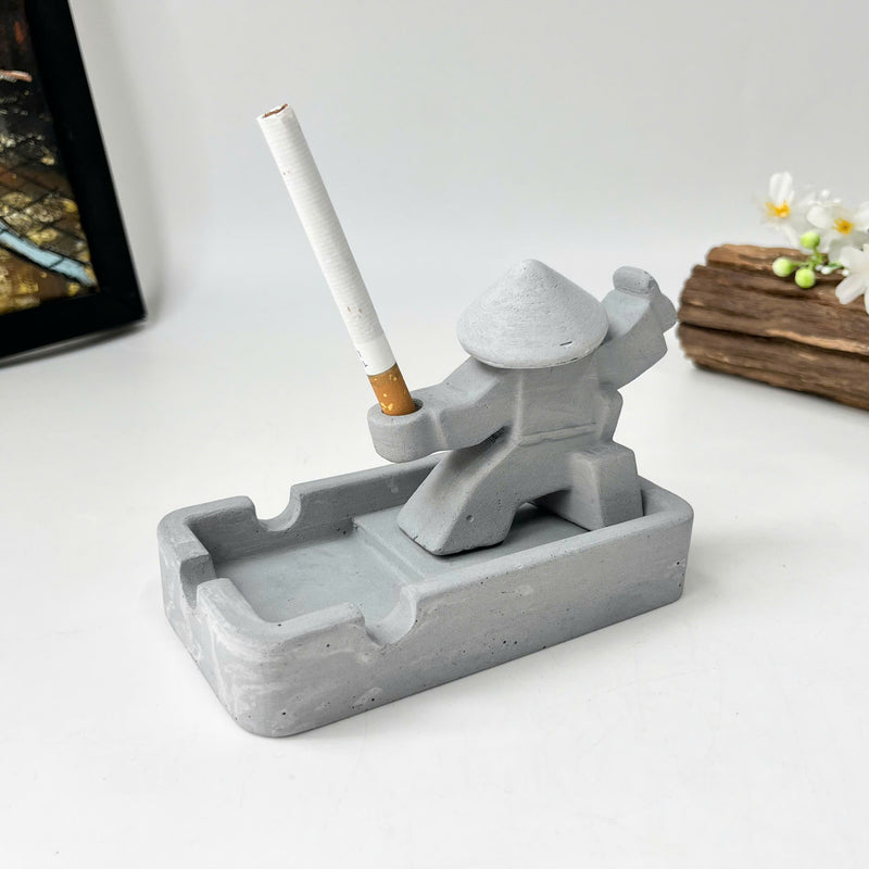 Warrior-Shaped Ashtray with Handle