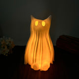 Ghost Cat LED Lights - Pet Lover Decor for Home - Cat Themed 3D Printed Night Light - Fall Desk Decoration