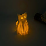 Ghost Cat LED Lights - Pet Lover Decor for Home - Cat Themed 3D Printed Night Light - Fall Desk Decoration