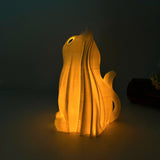 Ghost Cat LED Lights - Pet Lover Decor for Home - Cat Themed 3D Printed Night Light - Fall Desk Decoration