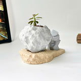 Rock-Shaped Plant Pot, Plant Pot with Man Pushing Rock, Sisyphus Inspired