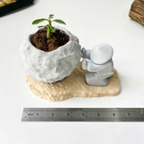 Rock-Shaped Plant Pot, Plant Pot with Man Pushing Rock, Sisyphus Inspired