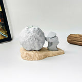 Rock-Shaped Candle Holder, Candle Holder with Man Pushing Rock, Sisyphus Inspired