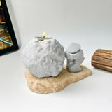 Rock-Shaped Candle Holder, Candle Holder with Man Pushing Rock, Sisyphus Inspired
