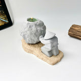 Rock-Shaped Candle Holder, Candle Holder with Man Pushing Rock, Sisyphus Inspired