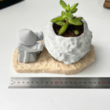 Rock-Shaped Plant Pot, Plant Pot with Man Pushing Rock, Custom Name Available