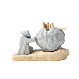 Rock-Shaped Ashtray, Ashtray with Man Pushing Rock, Custom Name Available
