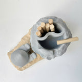 Rock-Shaped Ashtray, Ashtray with Man Pushing Rock, Custom Name Available