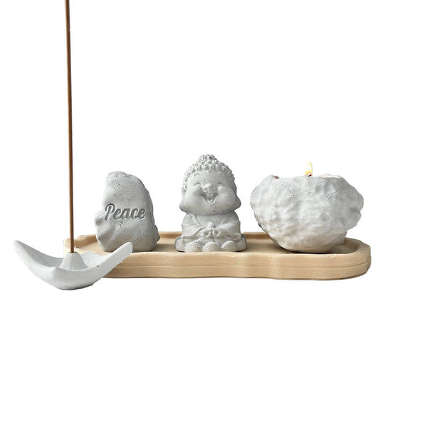 Set of “Peace” Monk Statues (Concrete)