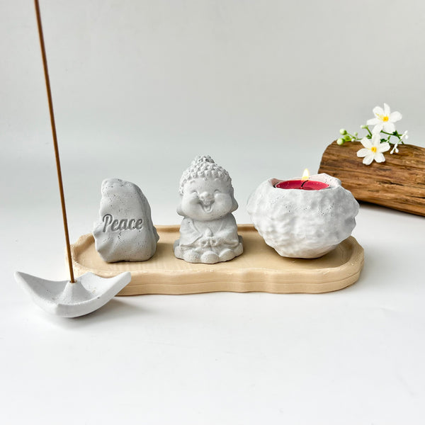 Set of “Peace” Monk Statues (Concrete)