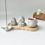 Set of “Peace” Monk Statues (Concrete)