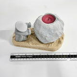 Rock Candle Holder - Wooden base with message underneath