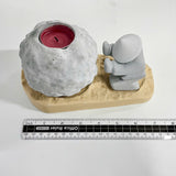 Rock Candle Holder - Wooden base with message underneath